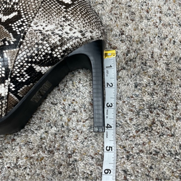 Miss Lola Henley Snakeskin Block Heel Square Toe Booties Boots 7 Black Grey - Picture 11 of 14